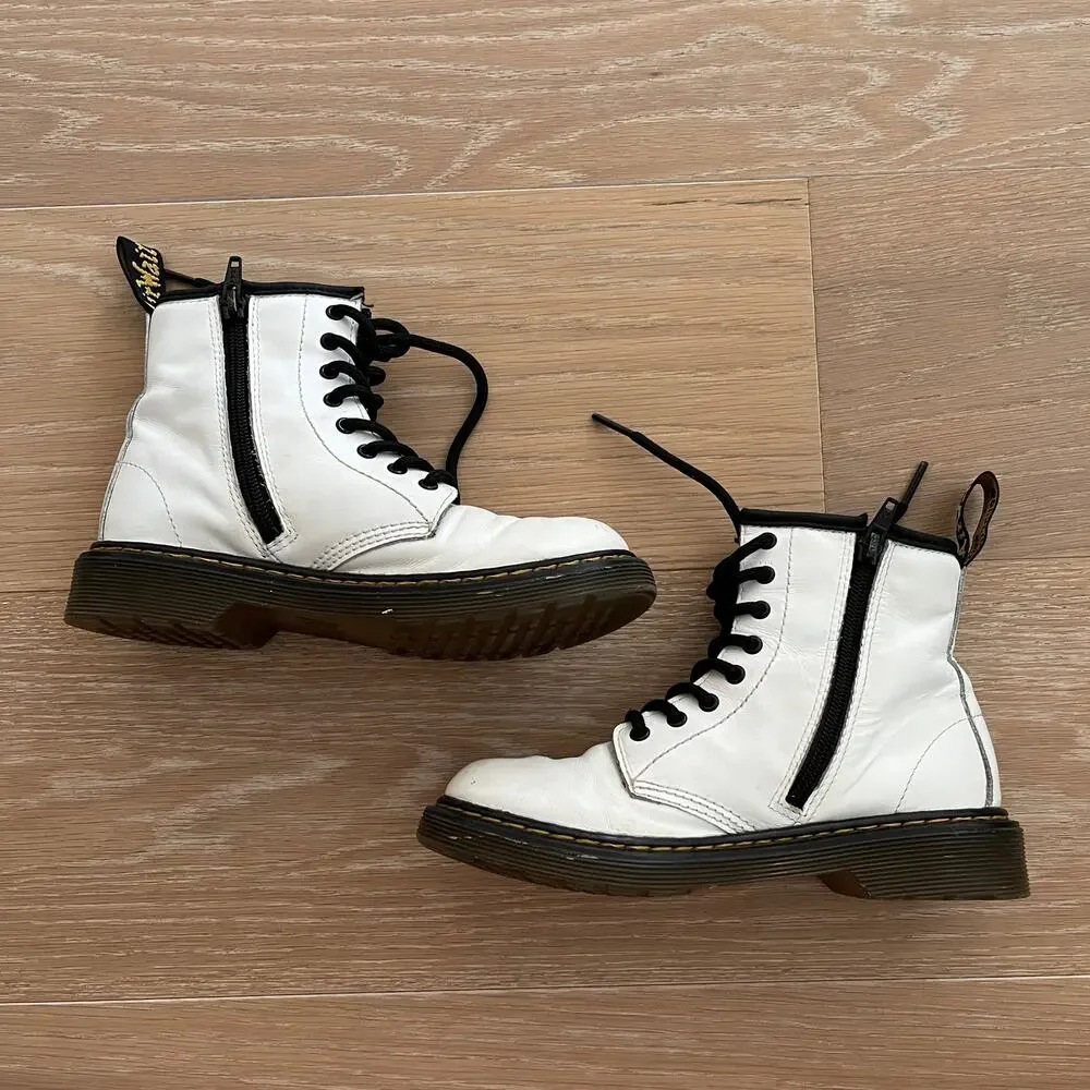 Dr. Martens Kids' 1460 Romario White Leather Boots